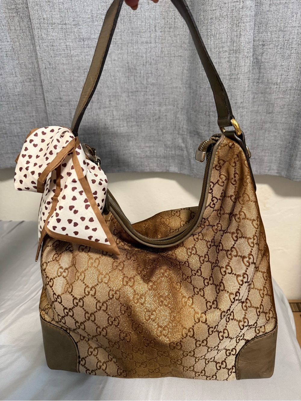 Gucci Beige Brown Monogram Hobo